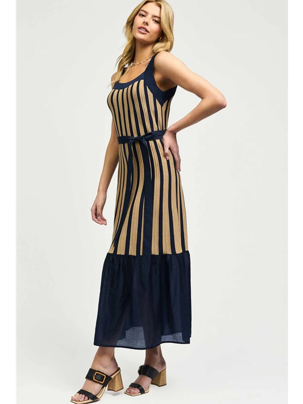 Current Air Orelia Square Neck Sweater Dress In Navy Multi