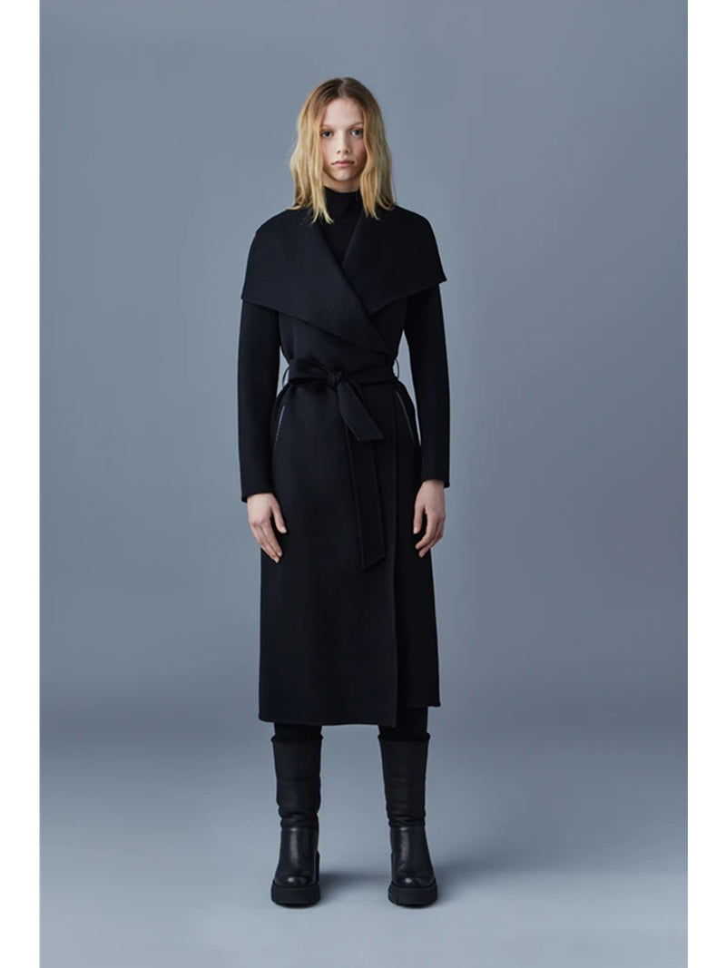 Mackage MAI Double-face wool wrap coat In Black