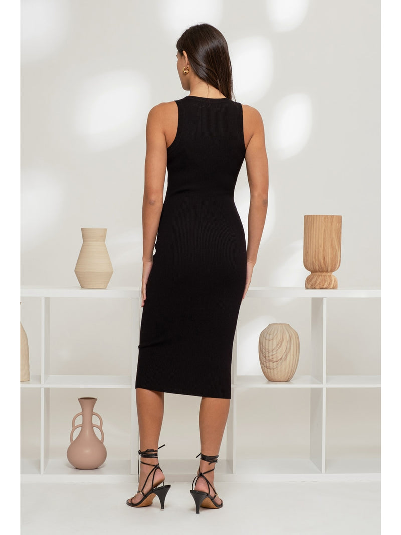 The Workshop Leona Ribbed Knit Tank Dress In Black