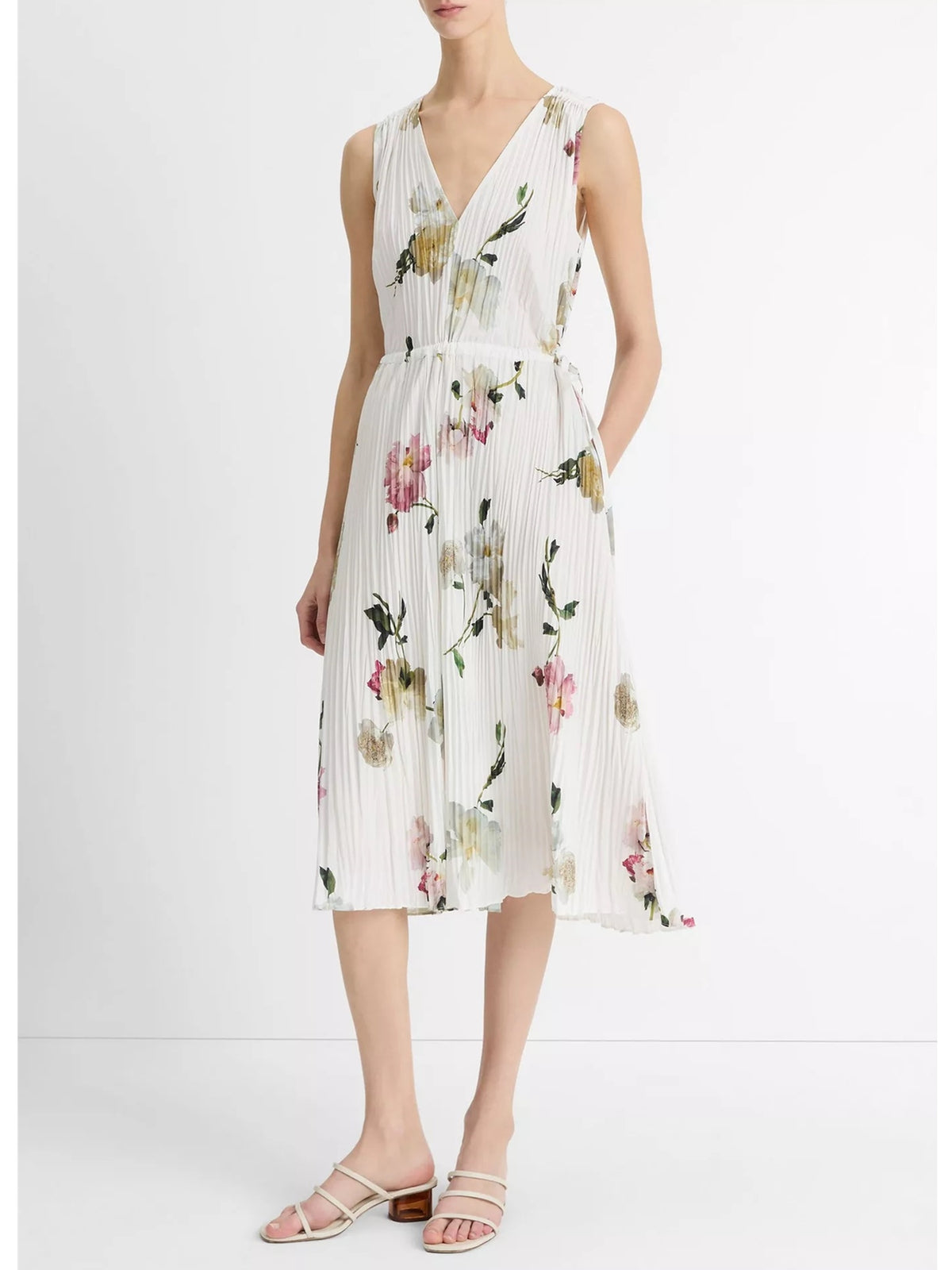 vince white pleated dress VINCE. Pleated crepe dress