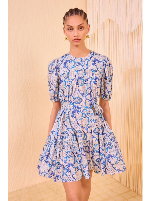 Ulla Johnson Rosalie Short Sleeve Mini Dress In Ciel