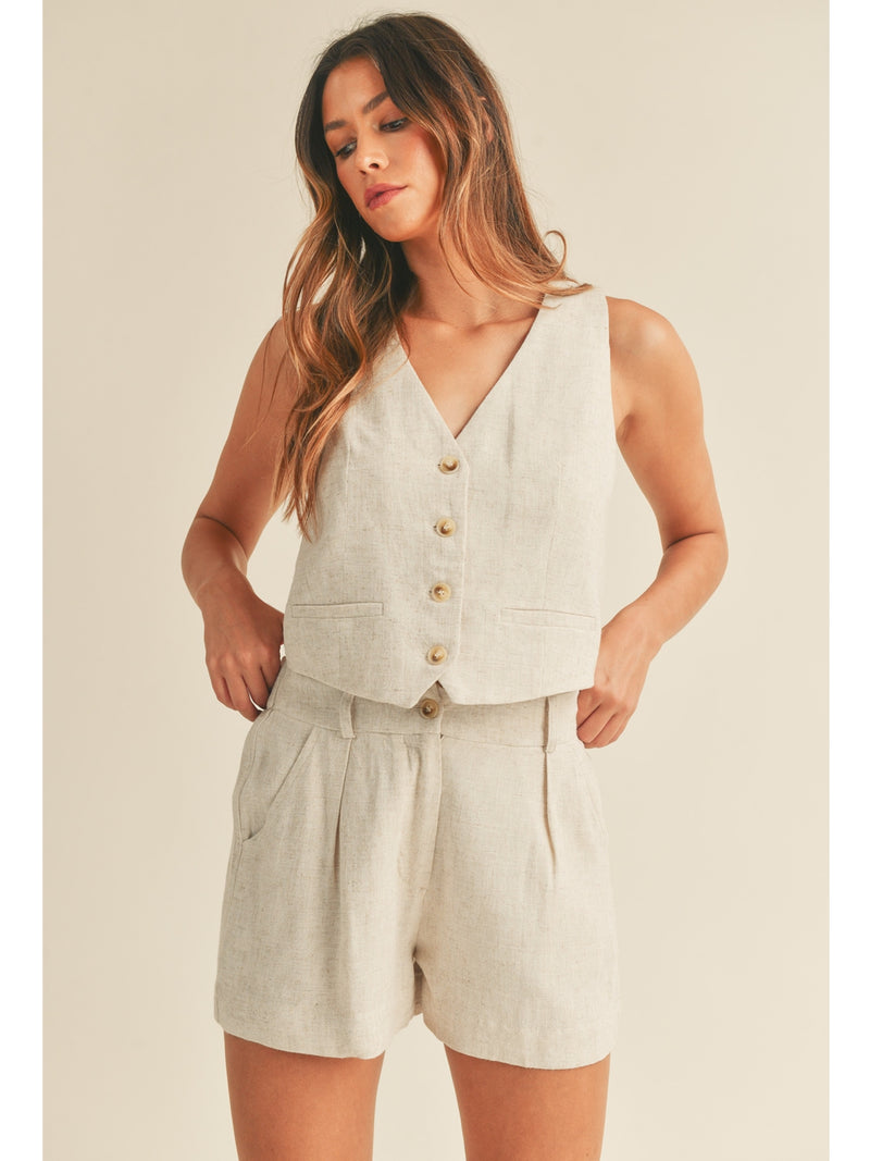 Mable Samson Vest and Shorts Set In Oatmeal