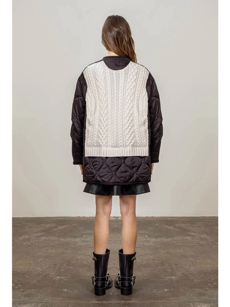 Moon River Eliana Daimond Quilted Overszied Padded Jacket In Black