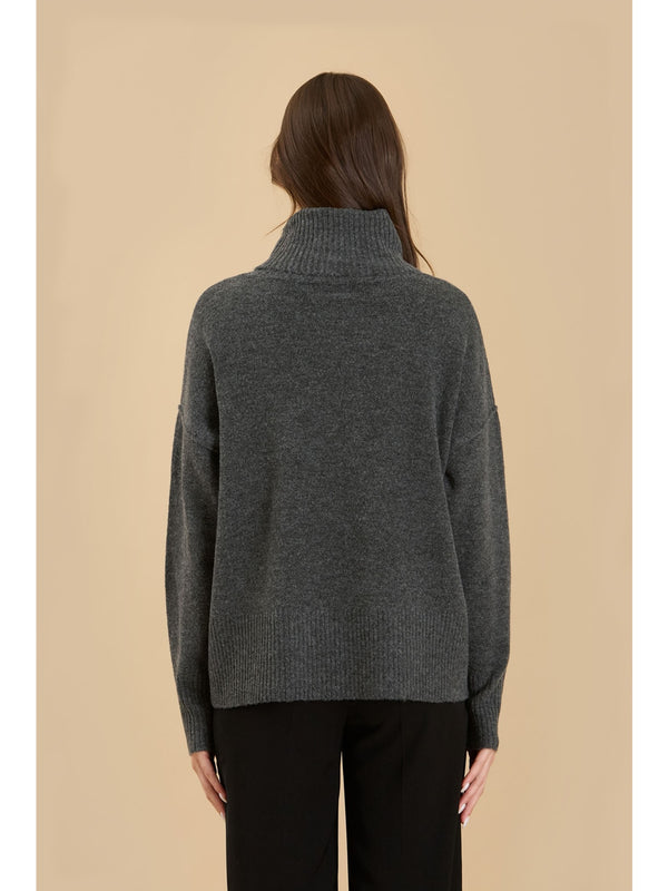 The Workshop Izzy Knit Top In Charcoal