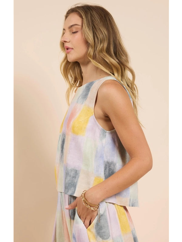 Sadie&Sage Petra Sleeveless Top In Pink Multi