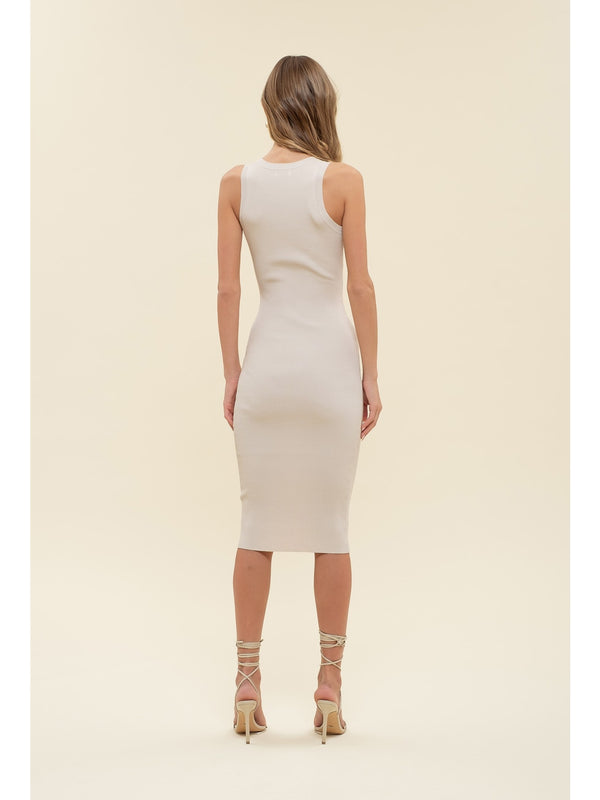 The Workshop Leona Ribbed Knit Tank Dress In Natural