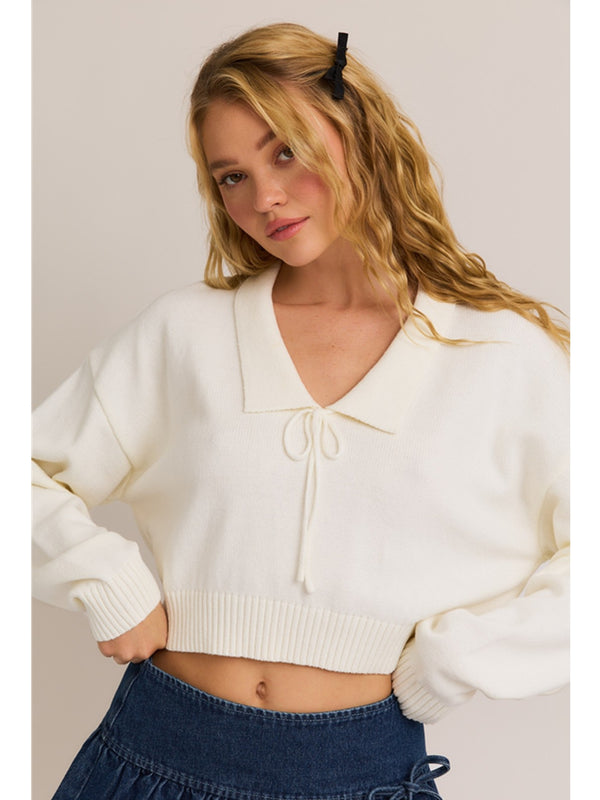 Le Lis Beckett Collared Sweater In White