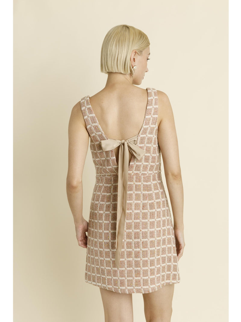 Aureum Kinsley Tweed Mini Dress In Pink