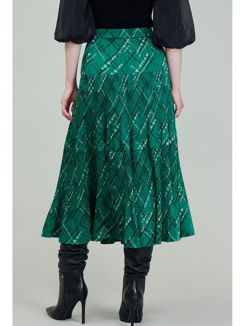 Current Air Chiara Pleated Skirt In Teal Green