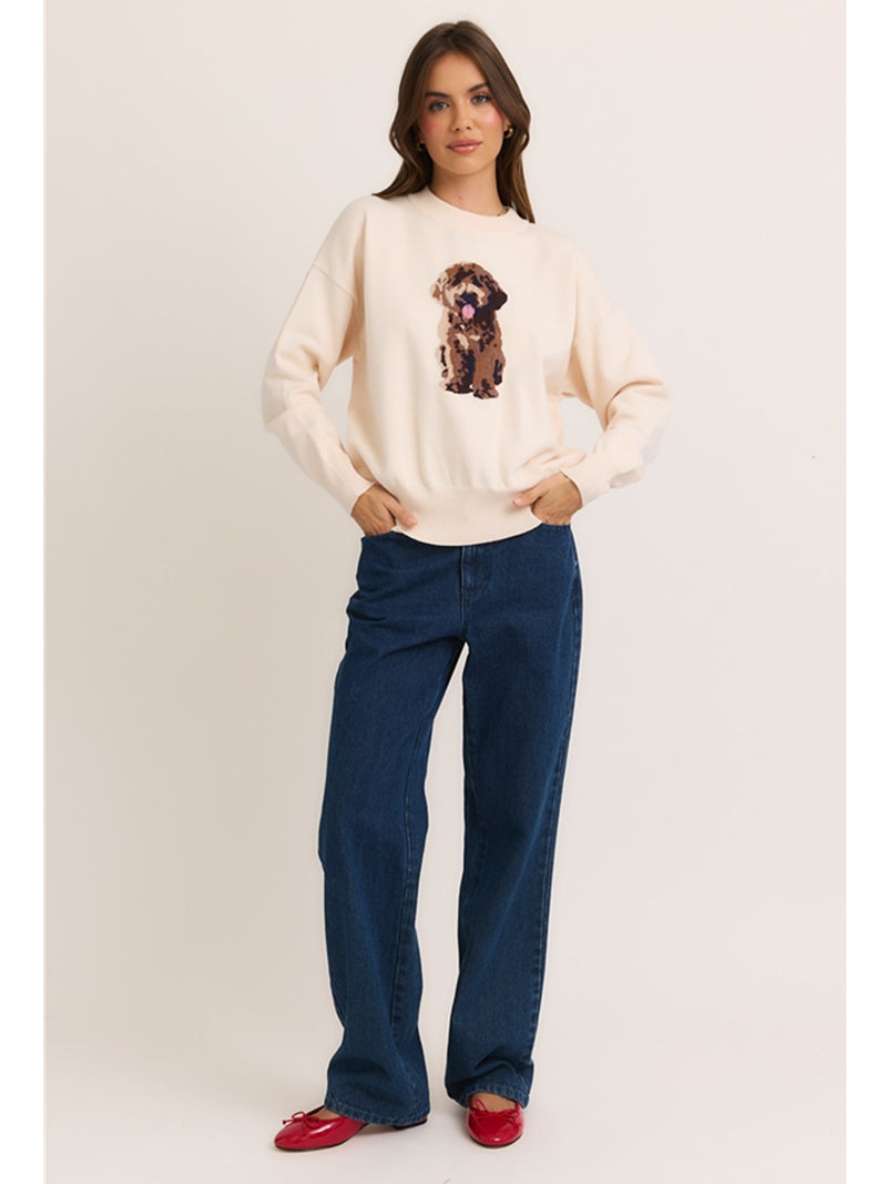 Le Lis Gigi Puppy Sweater In Cream