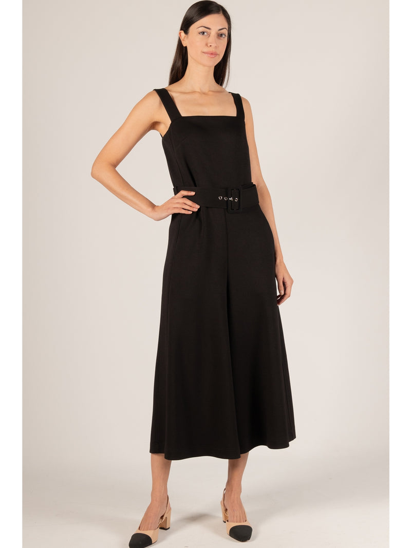 P.Cill Butter Modal Belted Culotte Jumpsuit In Black