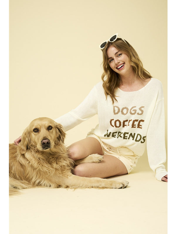 Gilli Dog Coffee Weekends Sweater In White