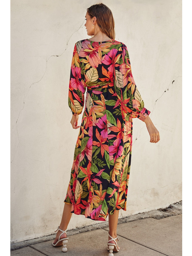 Dress Froum Sally Picture Perfect Satin Maxi Wrap Dress In Oceania Garden