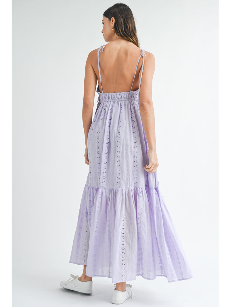Mable Holly Eyelet Maxi Dress In Lavender