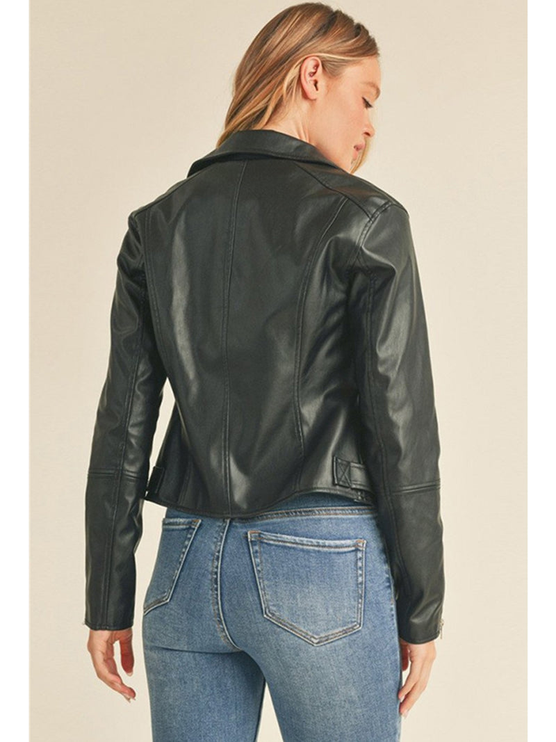 Up Clothing Hadley Pleather Biker Jacket In Black