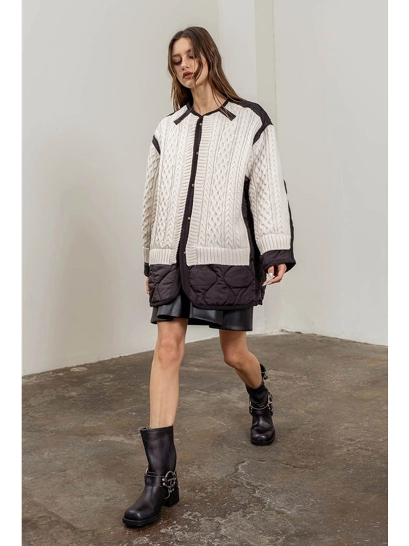 Moon River Eliana Daimond Quilted Overszied Padded Jacket In Black