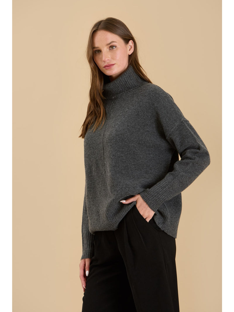 The Workshop Izzy Knit Top In Charcoal