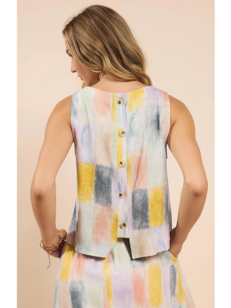 Sadie&Sage Petra Sleeveless Top In Pink Multi