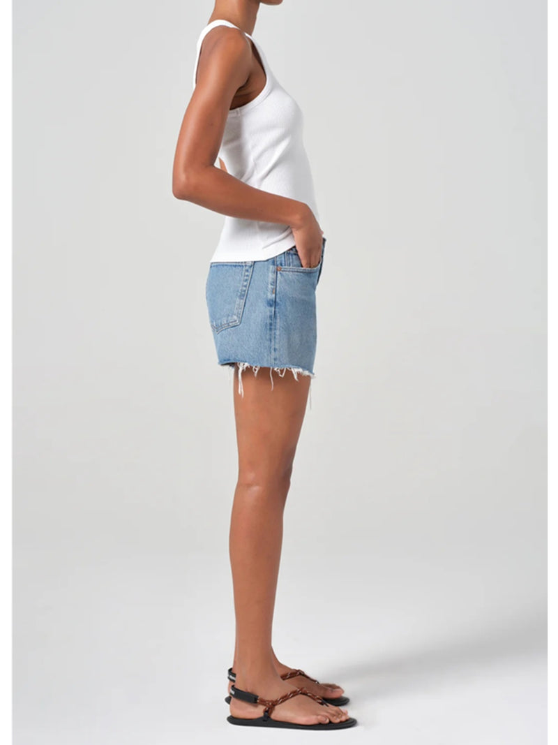 AGOLDE Parker Long Denim Short In Fairway