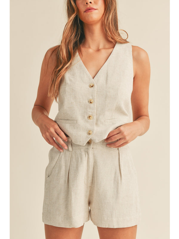 Mable Samson Vest and Shorts Set In Oatmeal