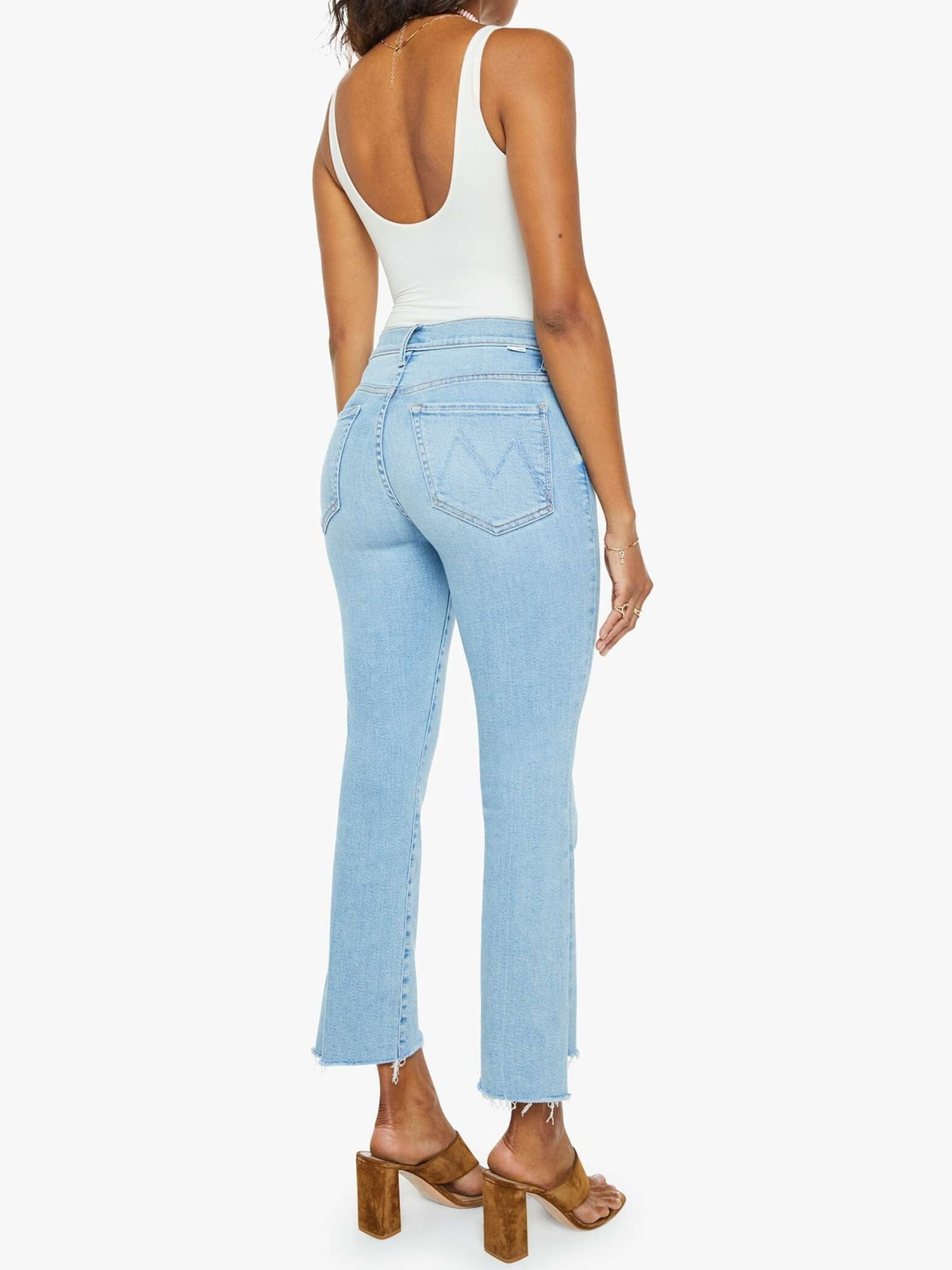 MOTHER Denim The Insider Crop Step Fray In Beaming – Evoluxxy
