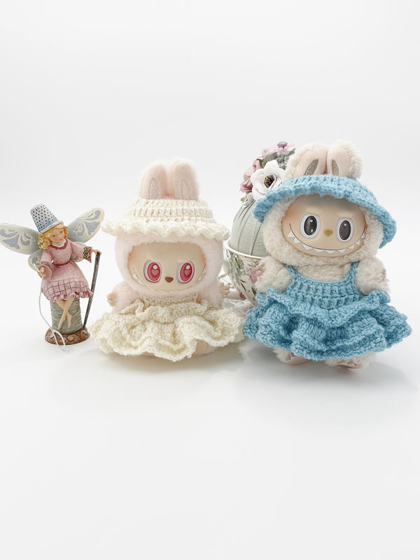 Pop Mart Labubu THE MONSTERS Summer Ruffle Crochet Dress With Hats