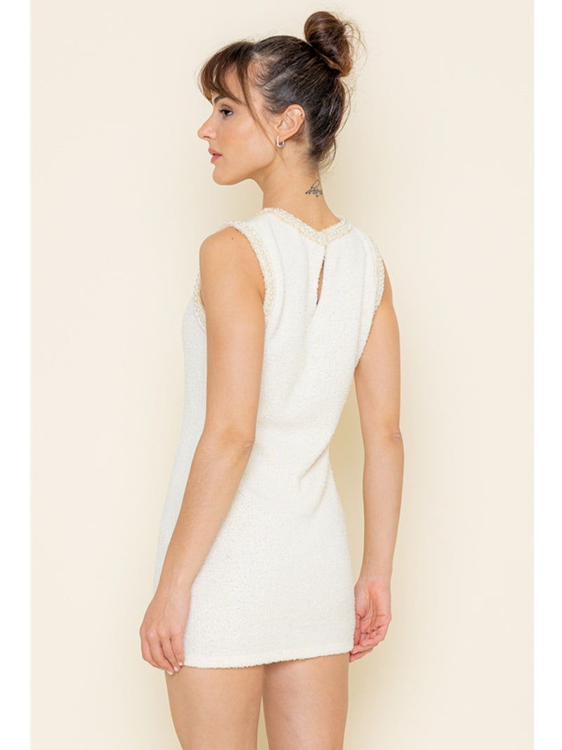 Fore Collection Freya Knit Mini Dress In Cream