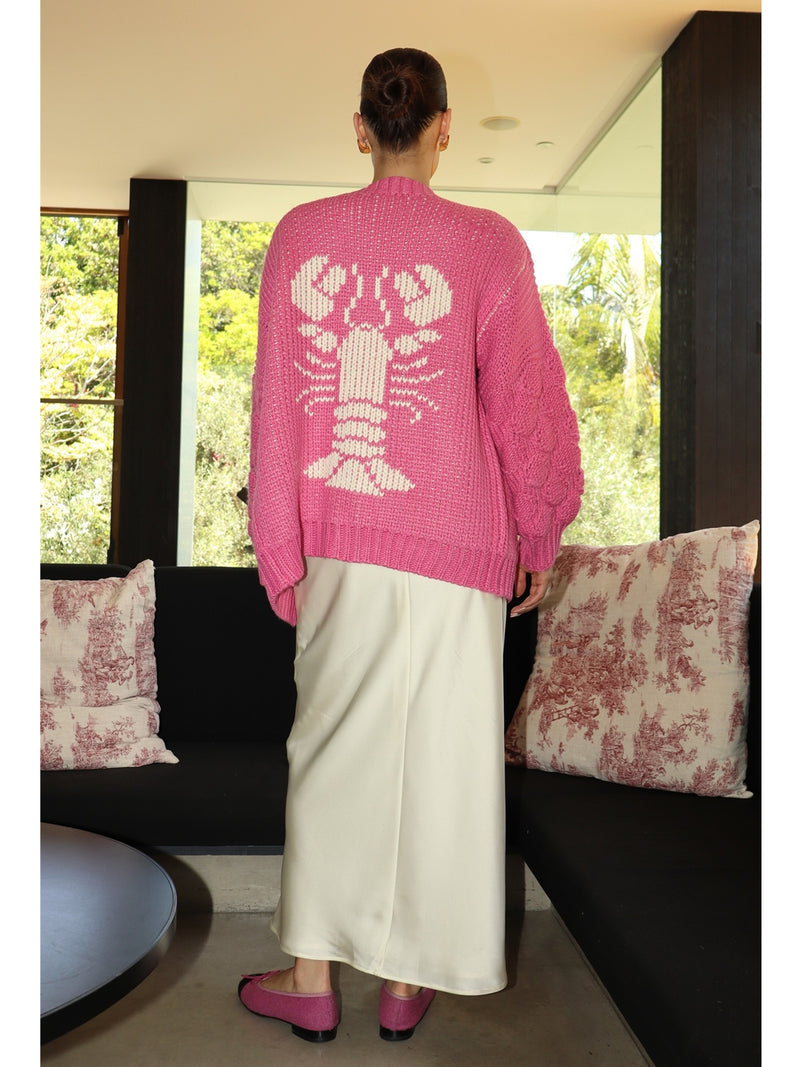 Bailey Rose Lobster Knit Cardigan In Pink