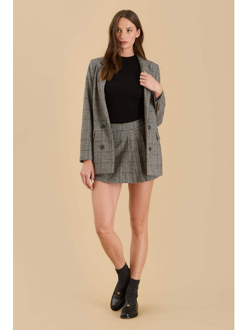 The Workshop Noyes Front Button Plaid Blazer In Charcoal