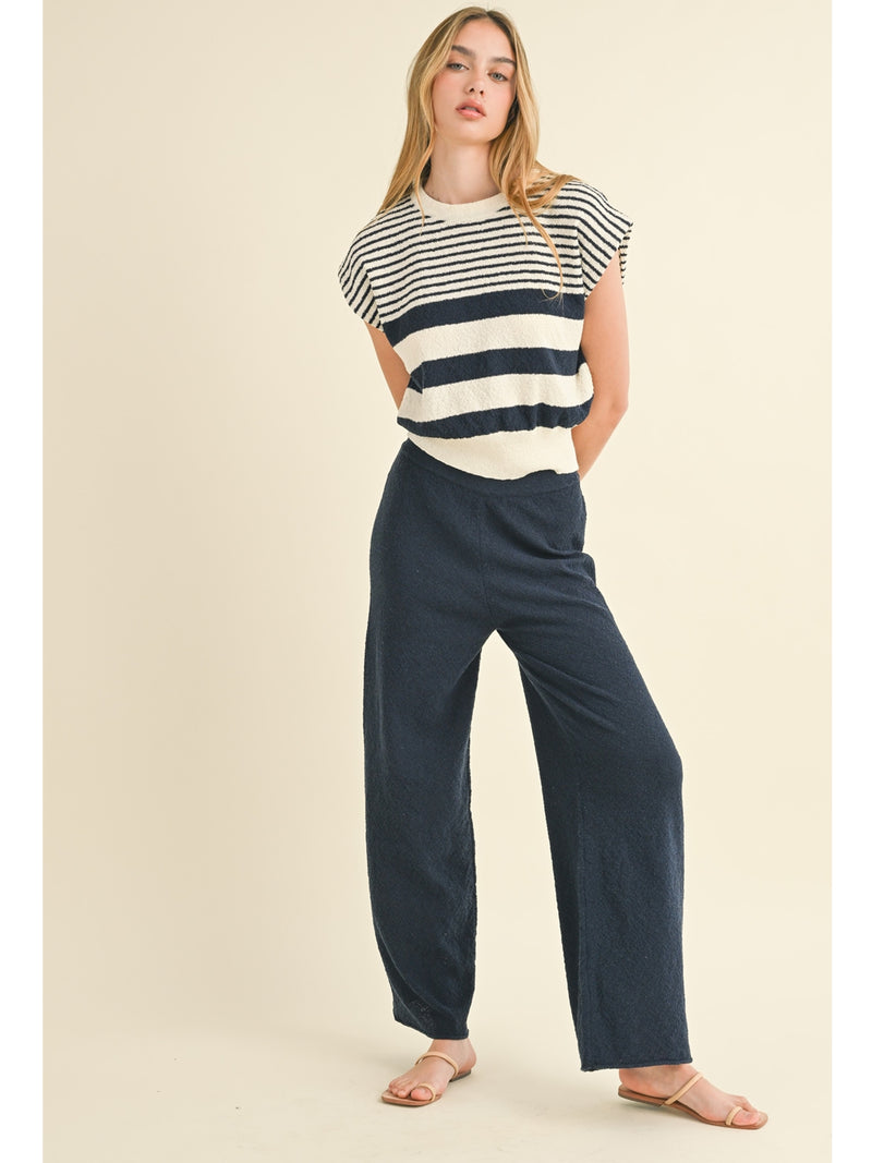 Miou Muse Paula Straight Leg Pants In Navy