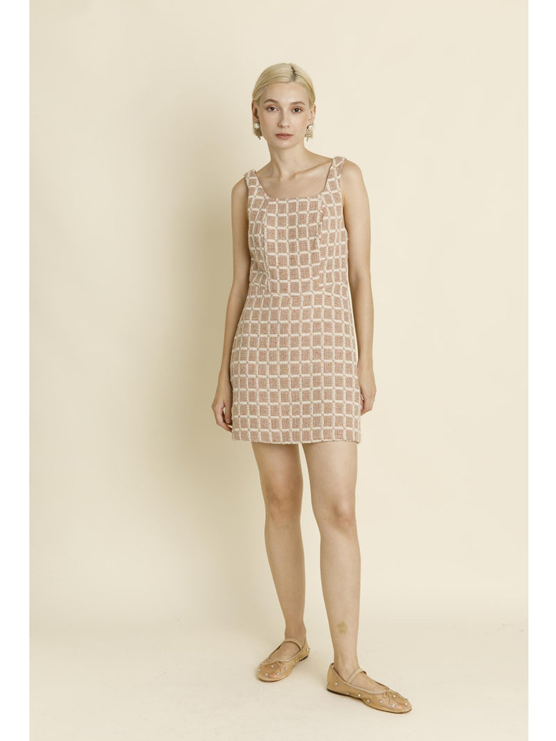 Aureum Kinsley Tweed Mini Dress In Pink