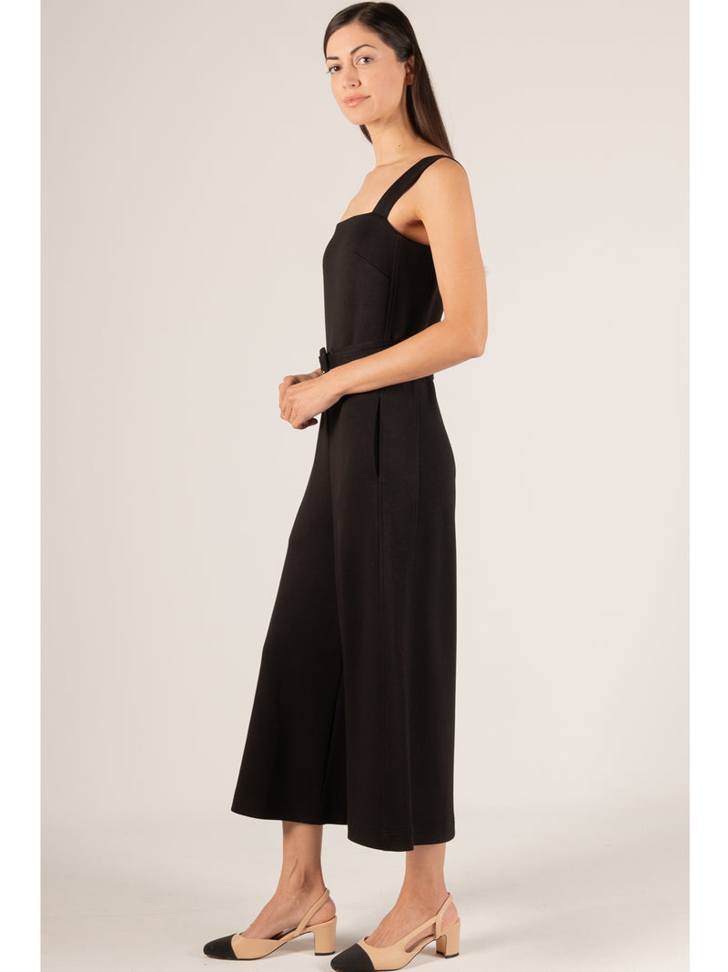P.Cill Butter Modal Belted Culotte Jumpsuit In Black