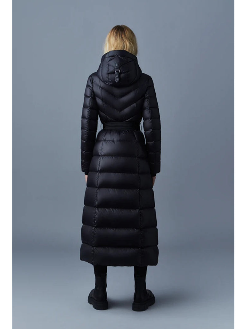 Mackage Calina Lustrous light down Maxi Coat In Black
