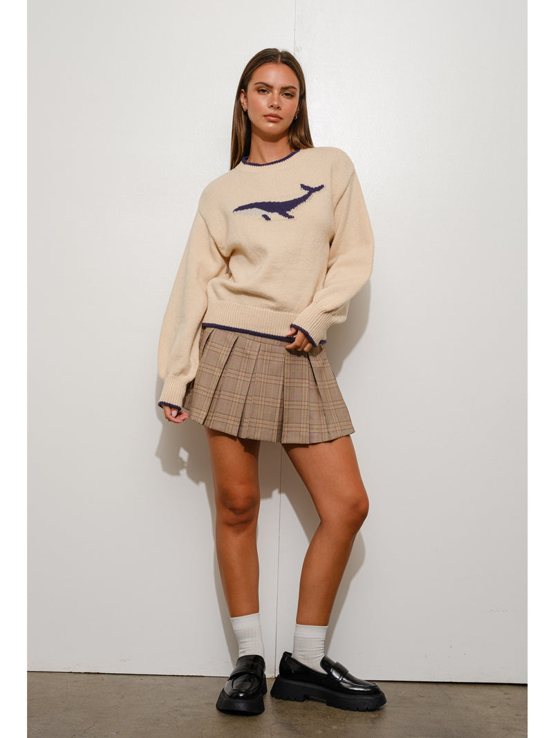 Pretty Garbage Lena Whale Sweater In Ivory