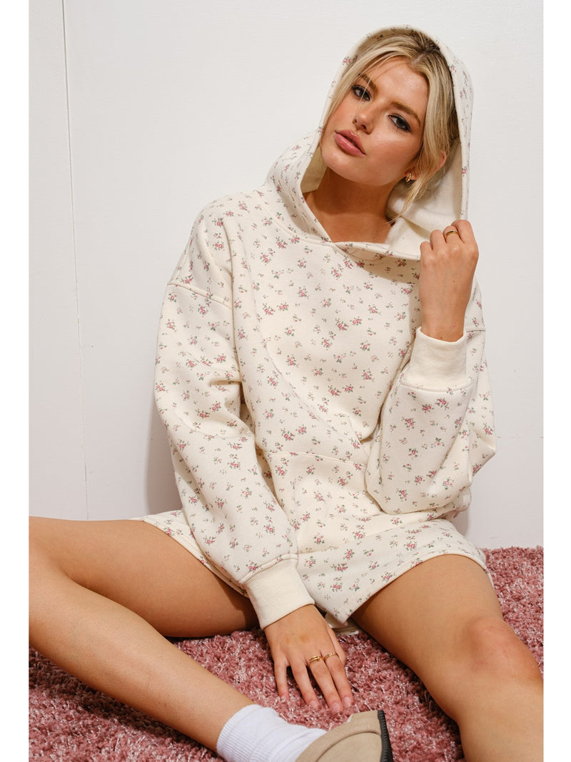 Pretty Garbage Andros Floral Hoodie In Ivory