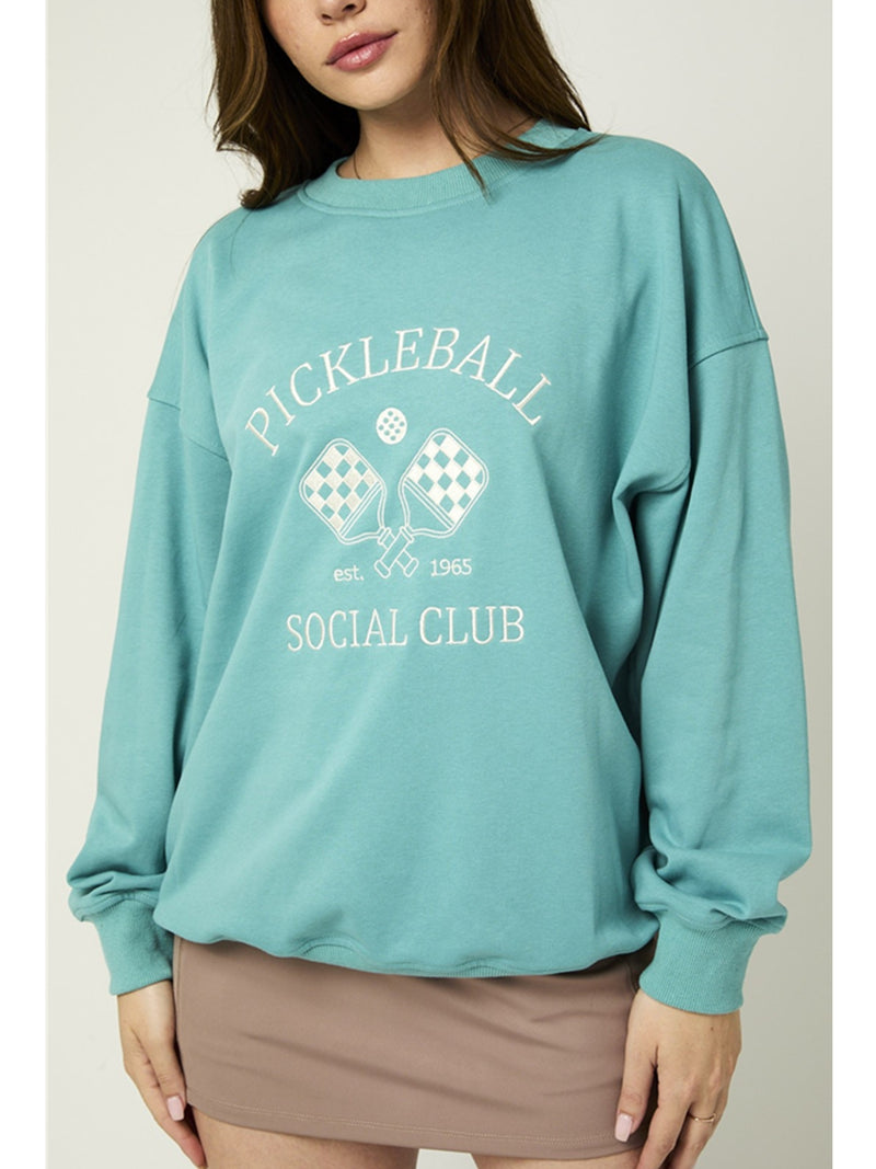 Gilli Pickleball Social Club Sweatshirt In Turquoise