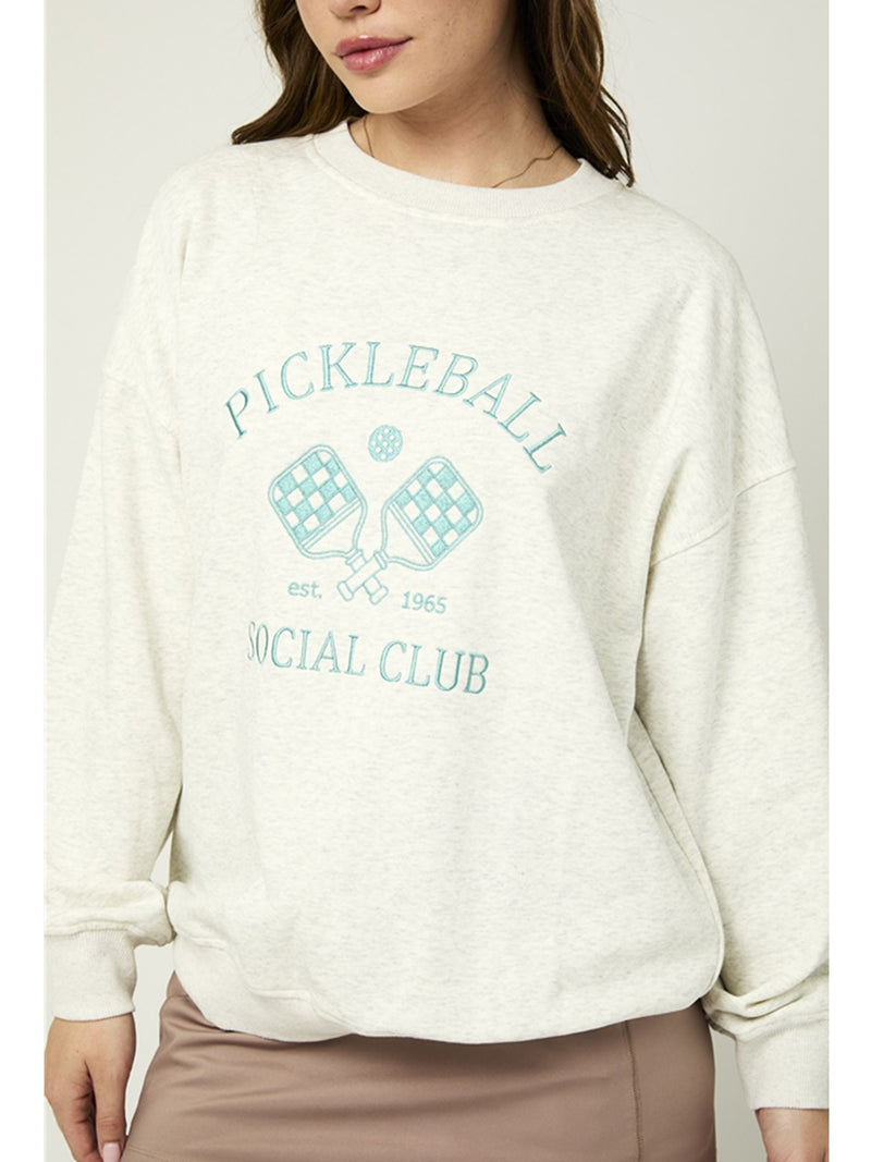 Gilli Pickleball Social Club Sweatshirt In Light Heather Grey