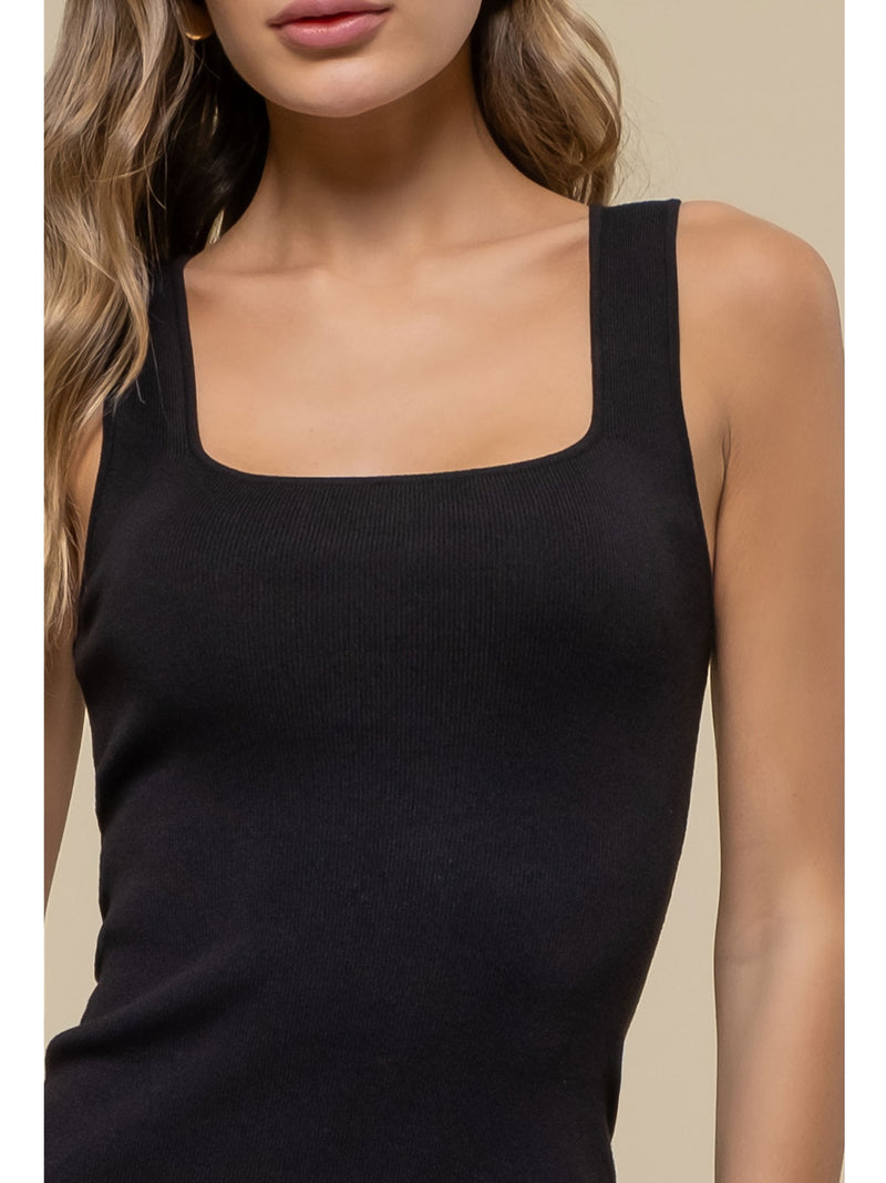 The Workshop Ewart Scoop Neck Knit Sleeveless Mini Dress In Black