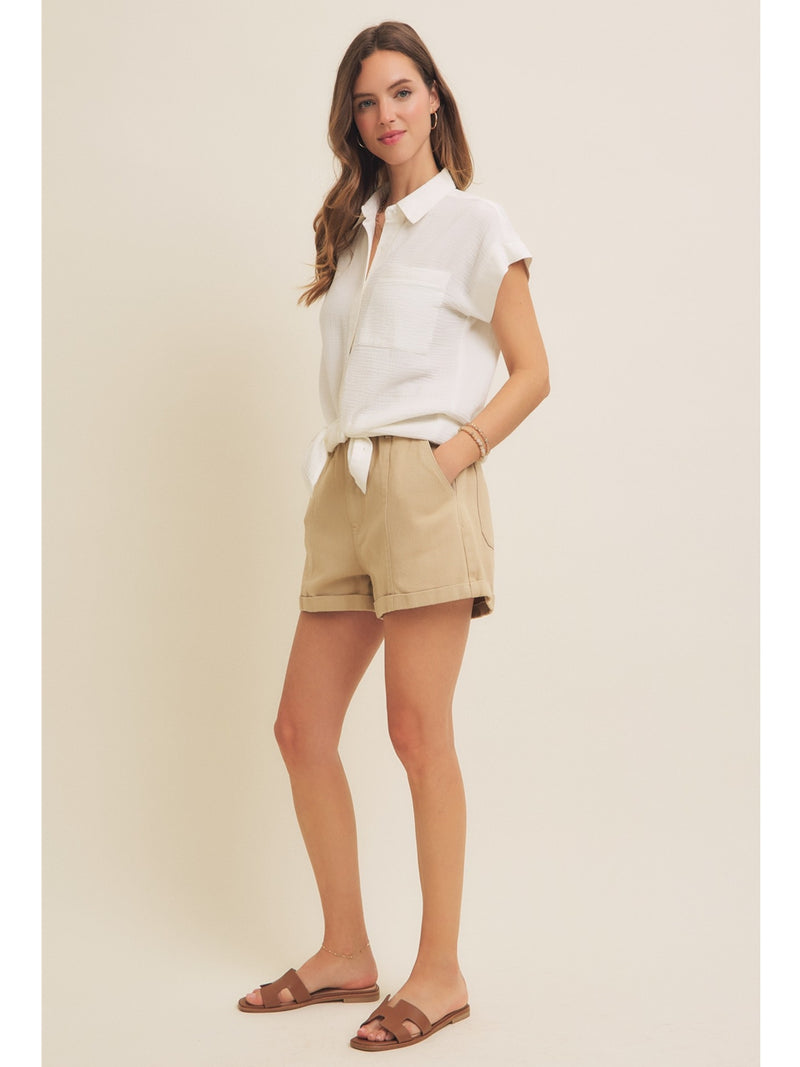 In February Emma Cotton Gauze Button Down In Off White