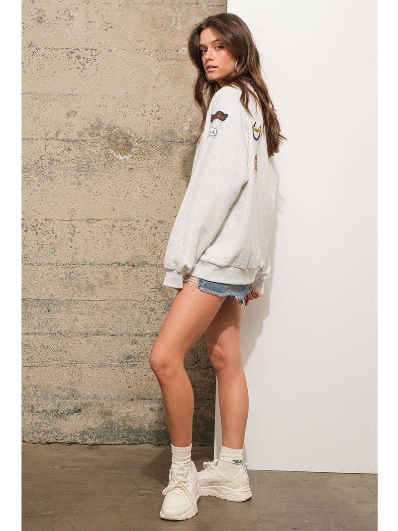 Blue B Dessa French Terry Sweatshirt In Oatmeal