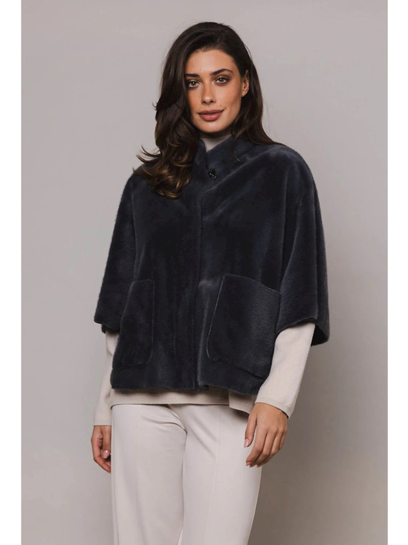 Rino&Pelle Dewi Faux Fur Cape In Night