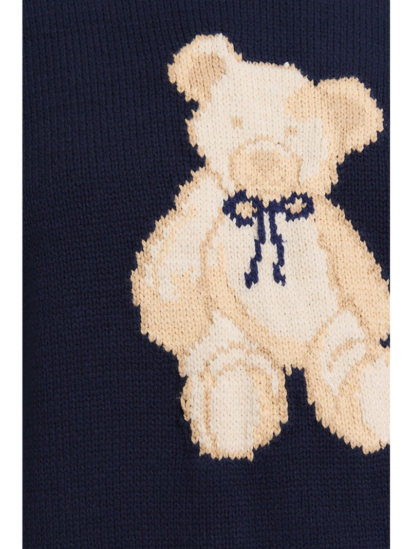 Le Lis Lizette Teddy Bear Sweater In Navy