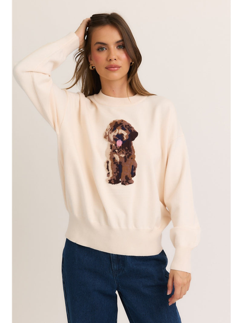 Le Lis Gigi Puppy Sweater In Cream