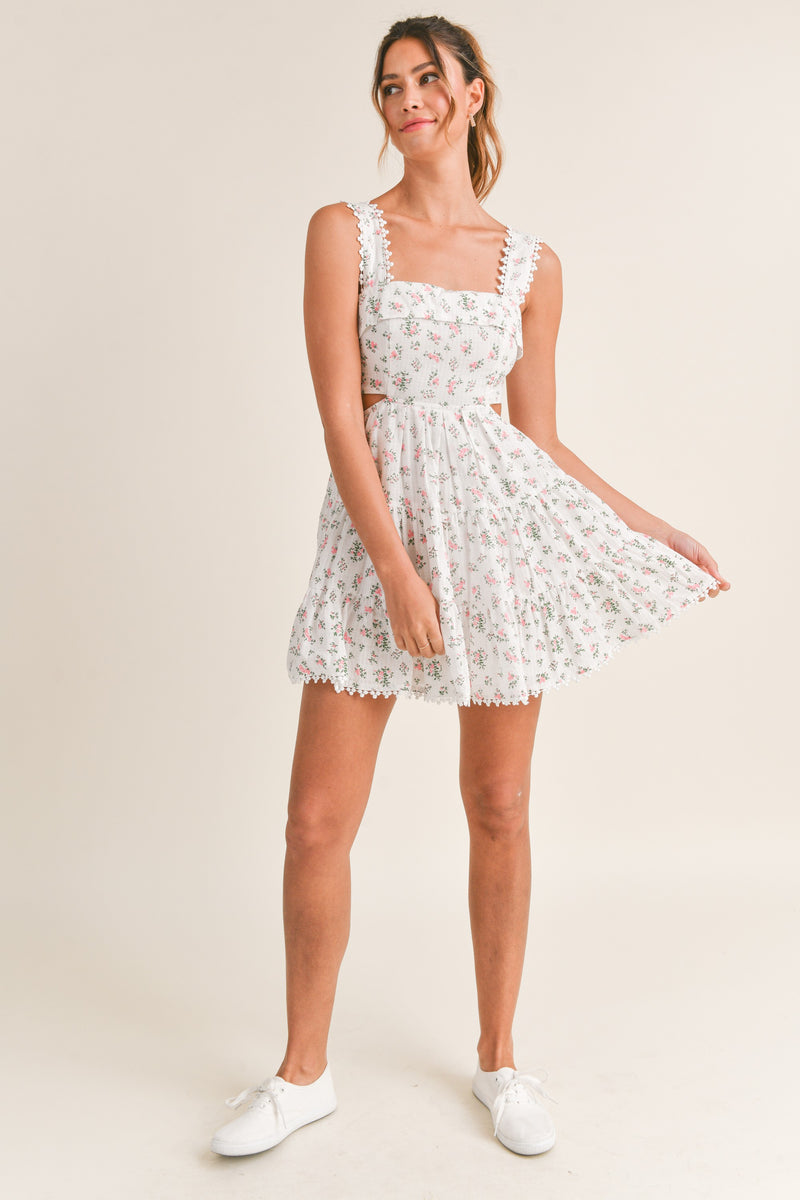 Mable Nila Tiered Cut Out Mini Dress In Pink