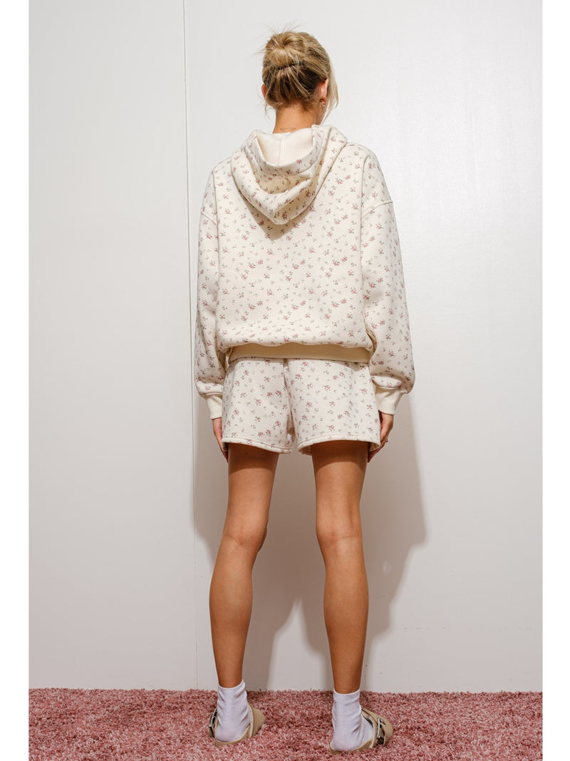 Pretty Garbage Andros Floral Hoodie In Ivory