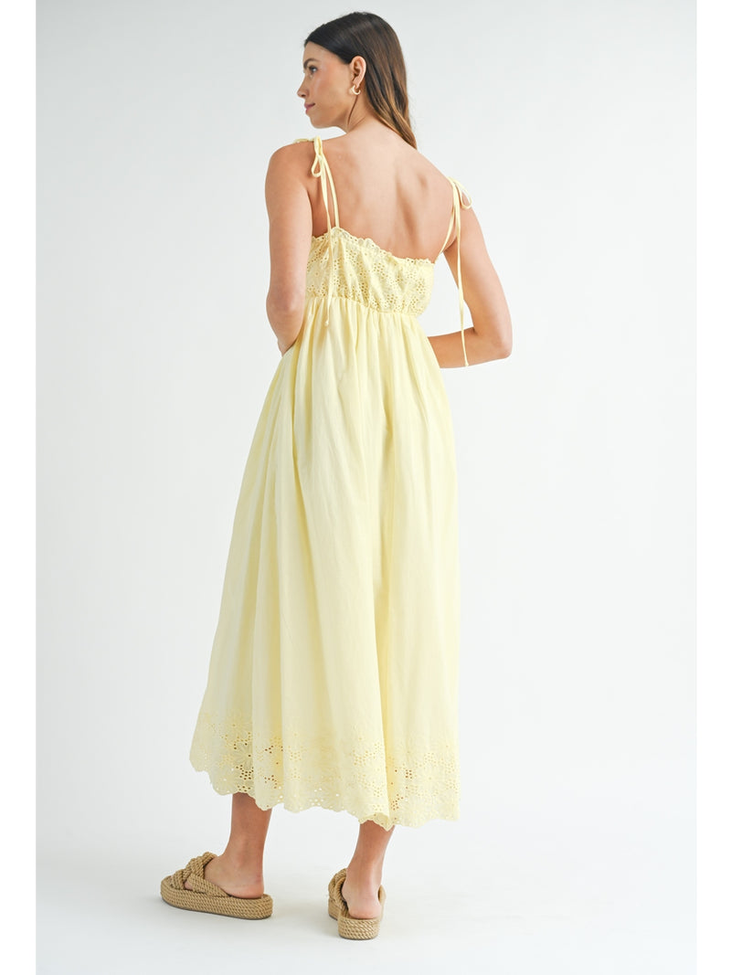 Mable Madison Scallop Edge Eyelet Lace Dress In Yellow