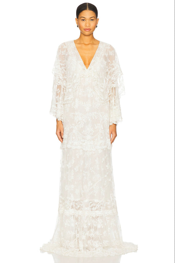 LoveShackFancy Roylan Maxi Dress in White