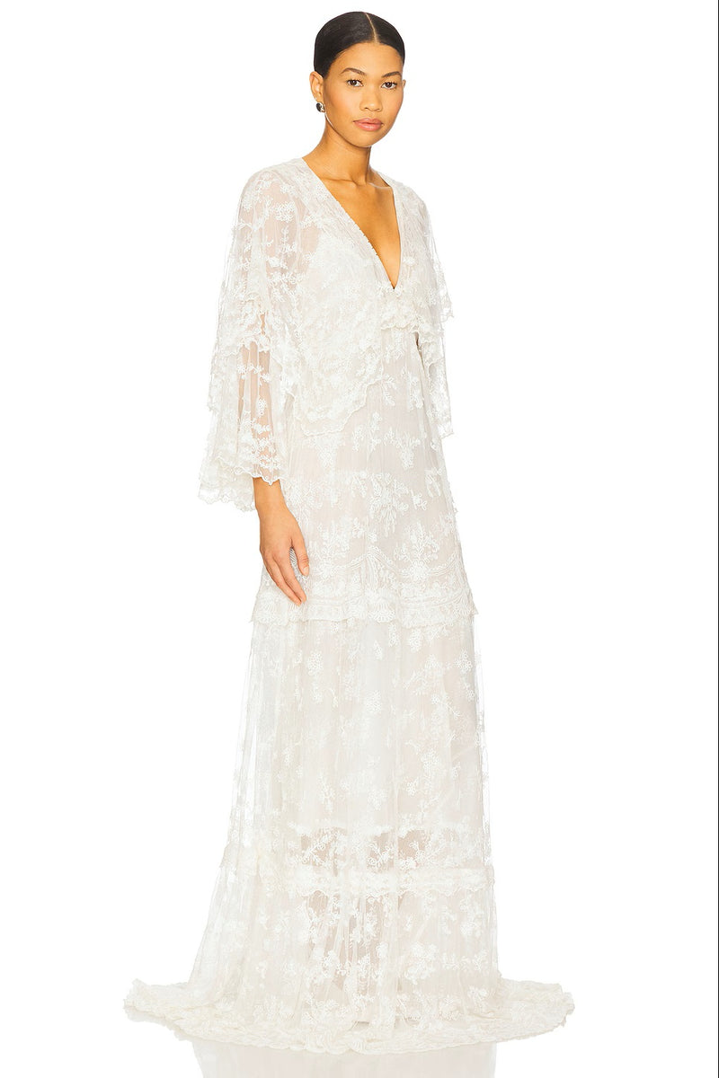 LoveShackFancy Roylan Maxi Dress in White