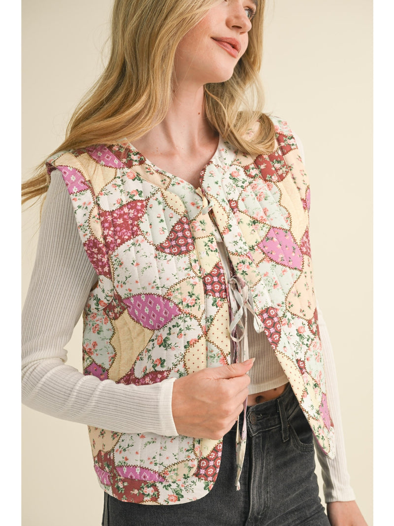 &Merci Rimini Patch Vest In Orchid Multi