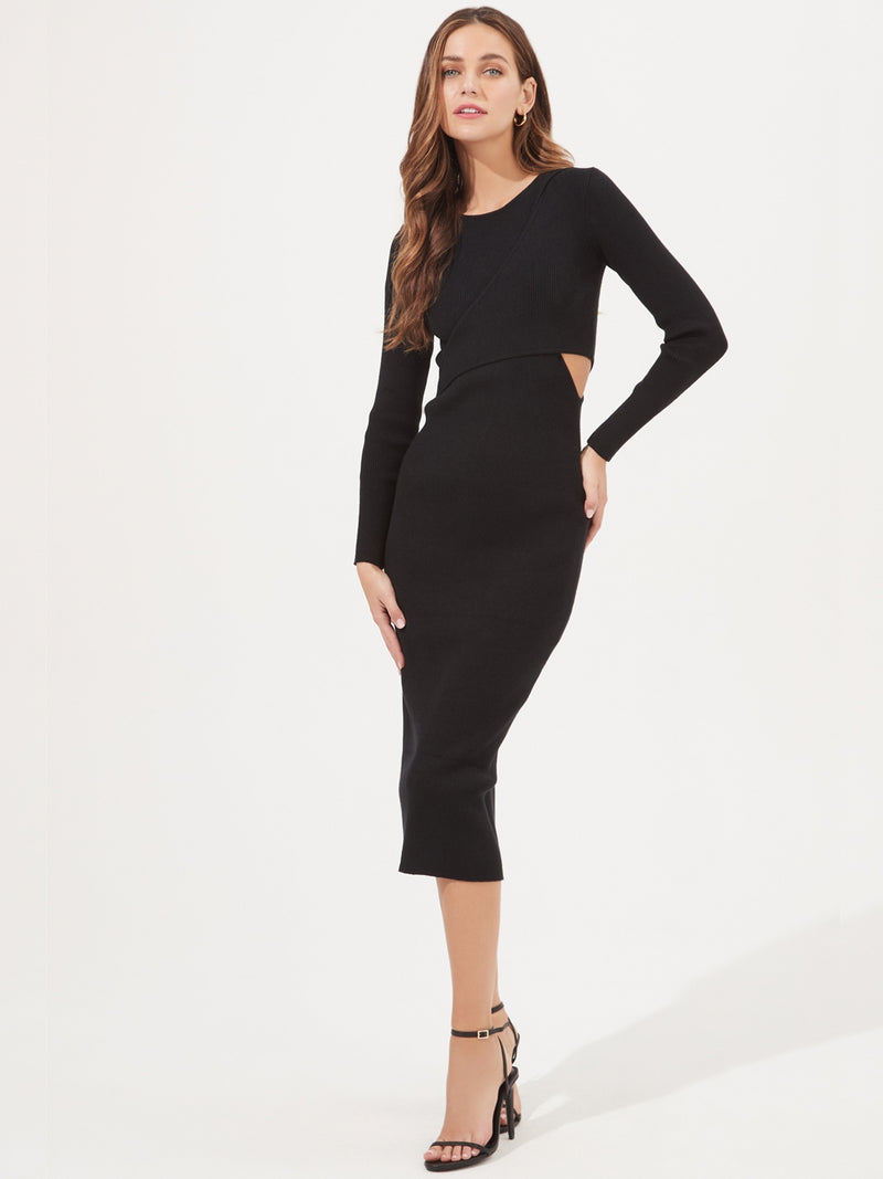 ASTR The Label Alora Cutout Sweater Midi Dress